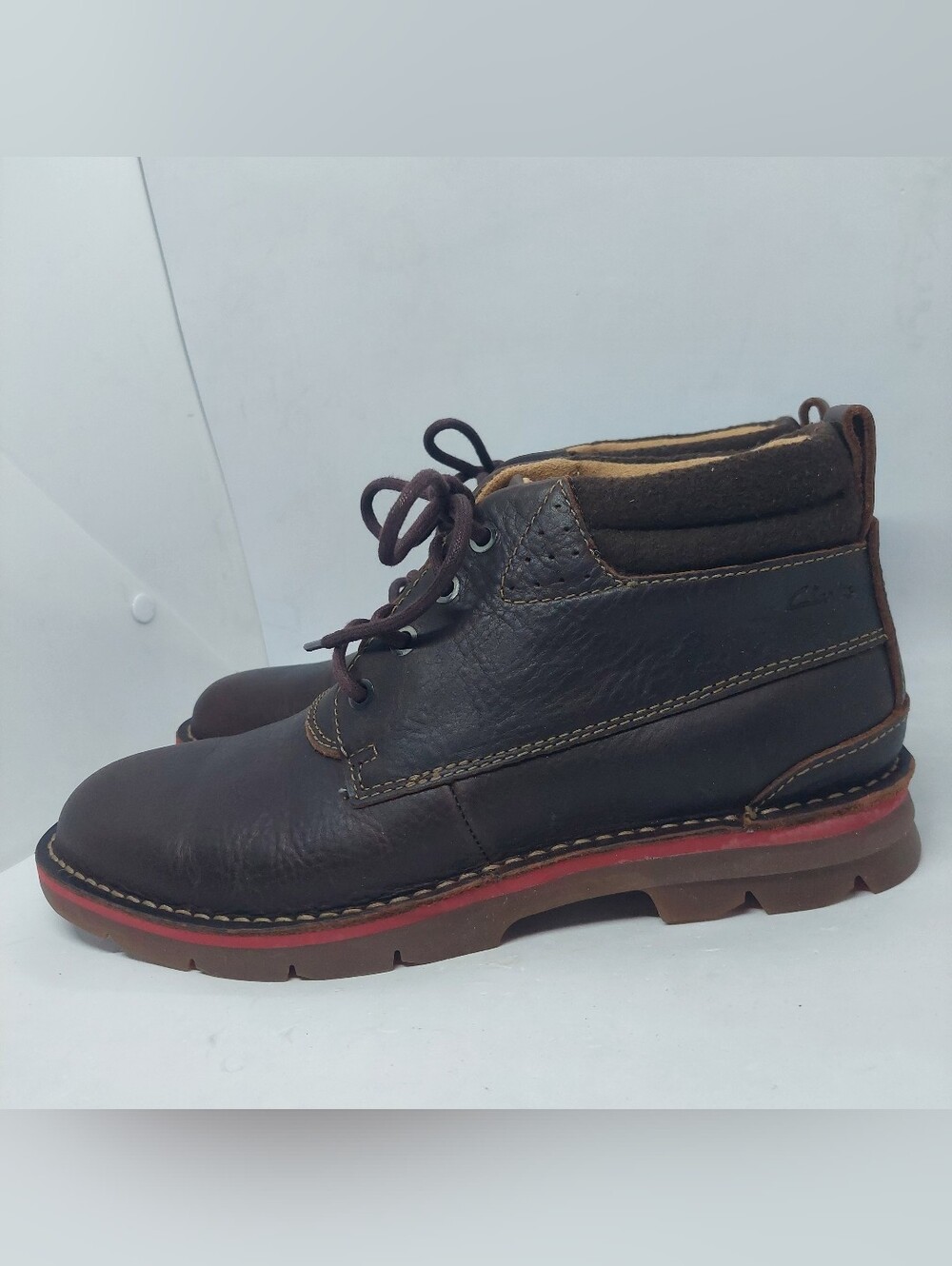 Clarks Varick Hill Boots Mens Size 8.5M Dark Brown Tumbled Leather Casual Shoes